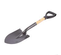 Green Blade Round Head Steel Micro Shovel with Wooden Handle in Brown Green Blade Brown