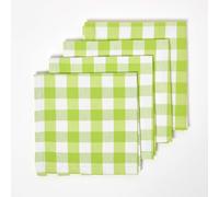 (Green) Block Check Cotton Gingham Napkins, Set of 4