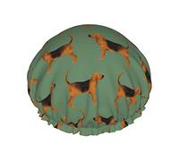 Green Bloodhound Fabric Waterproof Shower Cap,Elastic Bathing Hair Cap Environmental Protection Hair Bath Caps, Double WaterproofBathing Shower Hat