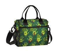 Green Bloody Hands Halloween Lunch Bag Insulated Eco-friendly Man Lunch Bag with Shoulder Strap Nurses Camping M