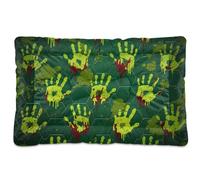 Green Bloody Hands Halloween Washable Pet Bed Mat Soft Anti-Slip Cat Kennel Crate Pad for Medium/Large Dogs 36" x 24"