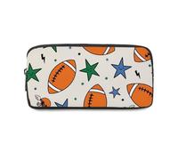 Green Blue and Black Stars Footballs Exam Pencil Case with Zip Up Pencil Cases for Secondary School Pen Organiser School Pencils Secondary High College Sixth Form Stationery Gifts for Women Men