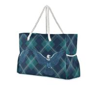 Green Blue Bird Sandproof Beach Bags And Totes with side pocketes Carry On Bags with cup holders on the side