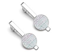 Green Blue Foliage 2 Pcs Tie Clips for Men Necktie Tie Bar