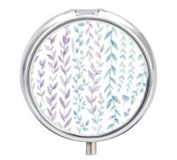 Green Blue Foliage Pill Case Pill Box with 3 Compartments