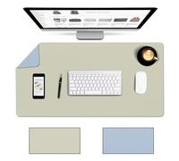 (Green & Blue) Gaming Mouse Pad Extended Large Desk Mat PU Leather Blotter Dual Sided Non Slip Water Resistant for Keyboard and Mouse