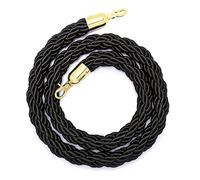 Green Blue Grey White Black Gold Red Hanging Hemp Braided Stanchion Rope, Home Theater Crowd Queue Barrier Twist Ropes, Gold Clips/Grey/2M/6.5Ft, Slzmnx, Black, 1.5M/4.9Ft
