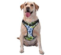 Green Blue Poppies Flowers No Pull Dog Harness Adjustable Reflective Oxford Easy Control Medium Large Dog Harness