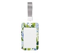 Green Blue Poppies Flowers Sliding Id Badge Holder Hard Plastic Work Card Case Name Tag Protector for Nurses Office