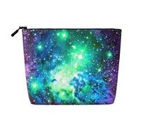 Green Blue Purple Galaxy A Versatile Travel Makeup Bag, Ideal for Daily Routines and Business Journeys