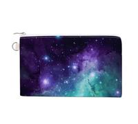 Green Blue Purple Galaxy Coin Purse with Zipper Coin Wallet Coin Pouch Canvas Change Purse Pouch Zero Wallet Coin Bag