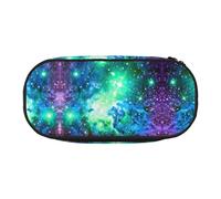Green Blue Purple Galaxy Cute Aesthetic Big Capacity Zipper Pencil Cases Pen,Portable Office Desk Organizer for Adults