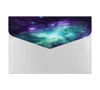 Green Blue Purple Galaxy File Folder with Snap&6 Pockets Reusable File Organizer Portable Document Paper Bill Receipt Organizer Plastic Envelopes for Office College Letter Size