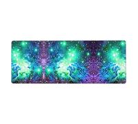 Green Blue Purple Galaxy Gaming Desk Mat, Wide Surface Desk Pad for Keyboard, Mouse and Improved Gaming Stability