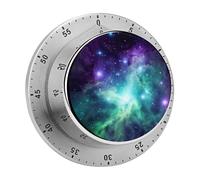 Green Blue Purple Galaxy Kitchen Timers for Cooking Stainless Steel Egg Timer Magnetic Countdown Clock 60 Minute Mechanical Wind Up for Classroom Gym Study Teacher