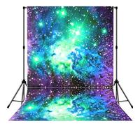 Green Blue Purple Galaxy Lightweight Photo Backdrop Soft Background For Indoor Shooting, Party & Live Streaming - 5x7ft