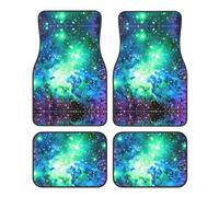 Green Blue Purple Galaxy Non-Slip Car Floor Mats 4-Piece Set Full Coverage Vehicle Liners Universal Fit Auto Accessories