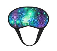 Green Blue Purple Galaxy Print Blackout Sleep Mask - Side Sleeper Eye Cover, Soft Comfort, Perfect for Travel, Meditation