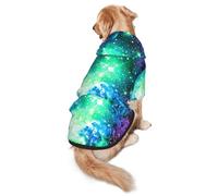 Green Blue Purple Galaxy Print Dog Hoodie For Medium To Large Dogs, Warm, Soft, Breathable Sweatshirt, Easy To Wear Jumper For Winter And Fall, Pet Coat Pullover
