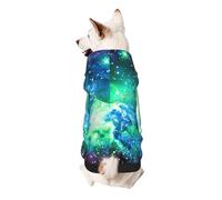Green Blue Purple Galaxy Print Dog Hoodie For Small Dogs, Warm, Soft, And Breathable Sweatshirt, Easy To Wear Jumper, Pet Winter Weather Coat Pullover