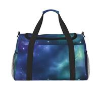 Green Blue Purple Galaxy Print Foldable Carry On Tote Large Capacity Hand Carry Bag for Airplane Weekend Getaways