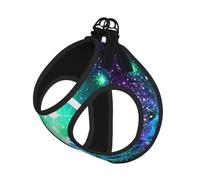 Green Blue Purple Galaxy Print Harness Leash Set For Cats And Dogs, Reflective Adjustable, Soft Breathable Mesh Vest With Escape-Proof Lead, For Small Pets And Kitten Puppies
