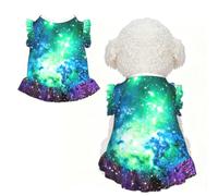 Green Blue Purple Galaxy Print Pet Breathable T-Shirt Skirt M