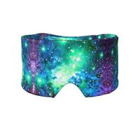 Green Blue Purple Galaxy Print Sleep Eye and Ear Muffs Mask - Adjustable Yoga Travel Headband, Keep Warm Shading Comfortable Aid