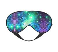 Green Blue Purple Galaxy Print Soft Eye Mask - Comfortable Sleep, Blocks Light, Full Eye Coverage, Ideal for Travel, Meditation