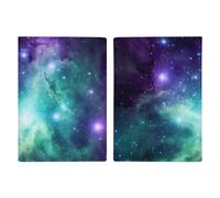 Green Blue Purple Galaxy Printed Passport Cover Case Passport Holder For Travel Passport Cards Protector Travel Covers Wallet Case RFID Blocking Leather Card Case for Women Men, Green Blue Purple
