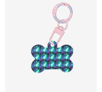 Green Blue Purple Galaxy Printing Bone Shape Dog Tags Double Sided Personalized Pet Pendants for Dogs and Cats