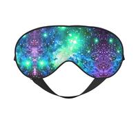 Green Blue Purple Galaxy Printing Rest Sleep Eye Mask, Soft Eye Mask for Home & Camping, Blocks Light, Comfortable for Most Users