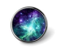 Green Blue Purple Galaxy Round Badge Pin, 1 Inch Durable Non-Fading Lapel Pin, Versatile Metal Button Badges, Lightweight Decorative Brooch for Clothing Accessories Personalized Gifts