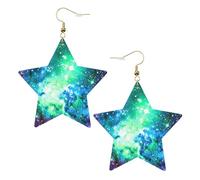 Green Blue Purple Galaxy Statement Earrings for Women, Star Drop Earrings, Elegant Dangle Jewelry for Formal Gatherings