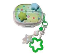 Green Blue Star Pattern Accessories Headphone Earphone Protective Cover Case for Redmi Buds 6 Pro with Pendant