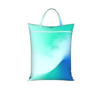 Green-Blue Transition Large Laundry Bag For Travel-Waterproof Dirty Clothes Hamper With Zip, Reusable Wash Bag For Gym Camping Beach