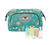 Green Bohemian Dreamcatcher Feather Cosmetic Case Storage Bag Zipper Women Cash Wallet for Cosmetic Toiletry maquillaje para, green Bohemian dreamcatcher feather, Modern