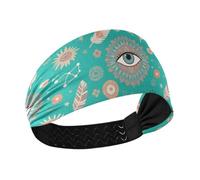 Green Bohemian Dreamcatcher Feather Moisture Wicking athletic headbands Stretchy sweat bands for hiking Athletic Sports Athletic Sports banda para la cabeza