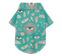 Green Bohemian Dreamcatcher Feather Summer Pet Dog Shirt Button Up Breathable Cool Short Sleeve Pet T-Shirt Puppy Sweatshirt Perfect for Everyday Wear, and Photoshoots