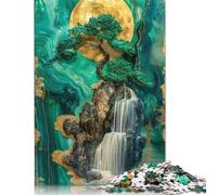 Green Bonsai Waterfall Puzzle Jigsaws 500 Pieces for Adults Puzzles 500 Piece Learning Educational Puzzle 500pcs (52x38cm)