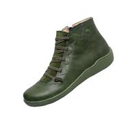 Green boots womenAnkle Boots for Women Uk leather wide-footed orthopedic shoes, anti-level ankle boot, comfortable and slippery, mid-century ladies' Bootieswinter boot women