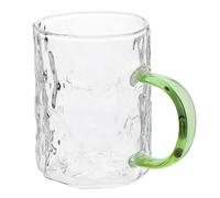 Green Borosilicate Glass Coffee Cup with Handle, Simple Classic Mug | Glass Look, Easy Cleaning, Smooth Edges, for Desk Tea Breaks and Camping Use