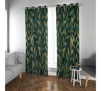 Green Botanical Pattern Blackout Curtains Autumn Branches Leaves Printed Short Curtain Morris Style Thermal Insulated Drapes 2 Panel 60x54in