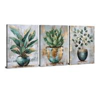 Green Botanical Prints Wall Art for Bathroom Decor Sage Green and Gold Wall Decor Tropical Plant Leaf Wall Prints Teal Boho Canvas Artwork for Hallway Living Room Office Home Decoration 30x40cm 3Pcs