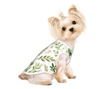 Green Botanical Sketch Dog Tshirt Soft Mesh Breathable Sleeveless Tank | Soft Polyester Mesh Dog Tshirt With Breathable Weave Keeps Puppies And Cats Cool, Sleeveless Pullover For Easy Wear