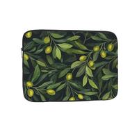 Green Branch Olive Pattern Laptop Sleeve 13 Inch Shockproof Protective Notebook Case Travel Laptop Bag for Men Women