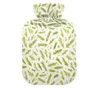 Green Branches Hot Water Bottle with Soft Cover, 2L Warm Water Bottle for Bed for Pain Relief