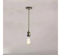 Green Brass Vintage E27 Pendant Light - Metal Ceiling Lamp Holder with 1m Twisted Braided Cable Industrial Retro Hanging Light Fixture for Kitchen Dining Bar Home Lighting
