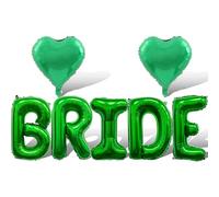 Green Bride Balloons Green Heart Balloons Wedding Balloons Valentine Balloons Letter Balloons for Engagement Party Supplies Bride Shower Wedding Party Decorations Party Balloon Set-7 Pcs