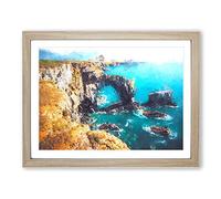 Green Bridge Of Wales In Abstract Modern Art Framed Print | A2 Oak Framed Wall Art | Ready to Hang | Abstract Cityscape Picture | Living Room Bedroom Lounge Office